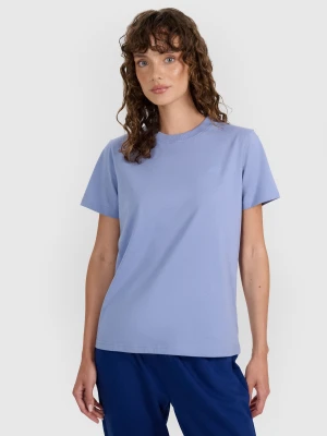 4F T-shirt regular gładki damski - granatowy XS