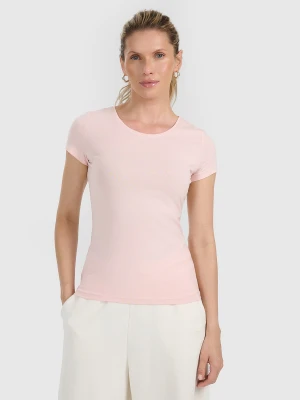 4F T-shirt regular gładki damski S