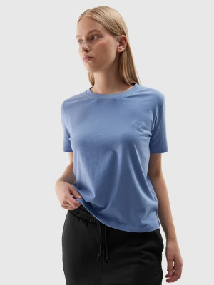 4F T-shirt regular gładki damski - niebieski M