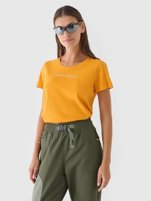 4F T-shirt regular gładki damski - pomarańczowy S