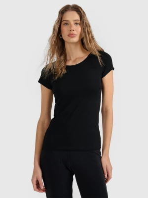 4F T-shirt regular gładki damski S
