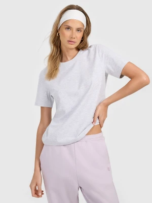 4F T-shirt regular gładki damski - szary XS