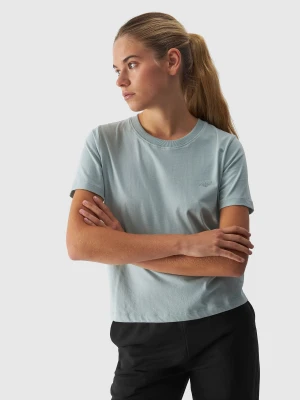 4F T-shirt regular gładki damski - turkusowy XS