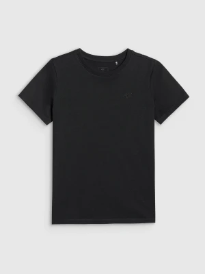 4F T-shirt regular gładki dziewczęcy - czarny 164 (13-14 lat)