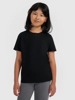 4F T-shirt regular gładki dziewczęcy - czarny 152 (11-12 lat)