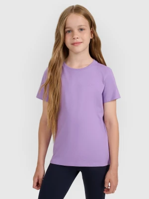 4F T-shirt regular gładki dziewczęcy - fioletowa 140 (9-10 lat)