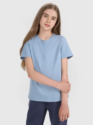 4F T-shirt regular gładki dziewczęcy - niebieski 164 (13-14 lat)