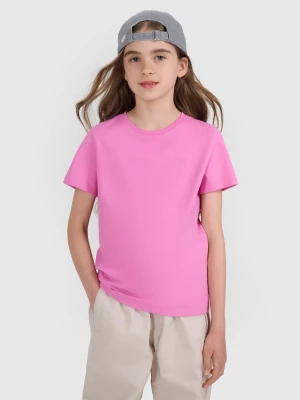 4F T-shirt regular gładki dziewczęcy - różowa 134 (8-9 lat)