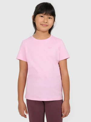 4F T-shirt regular gładki dziewczęcy - różowy 146 (10-11 lat)