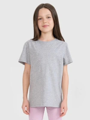 4F T-shirt regular gładki dziewczęcy - szary 158 (12-13 lat)