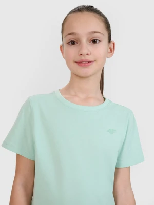 4F T-shirt regular gładki dziewczęcy - turkusowy 146 (10-11 lat)