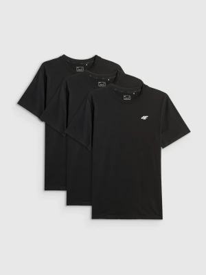 4F T-shirt regular gładki męski (3-pack) - czarny L