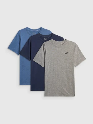 4F T-shirt regular gładki męski (3-pack) - szary+czarny+granatowy L