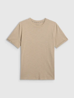 4F T-shirt regular gładki męski - beżowy M