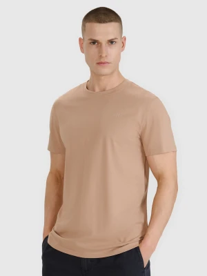4F T-shirt regular gładki męski - beżowy XXL