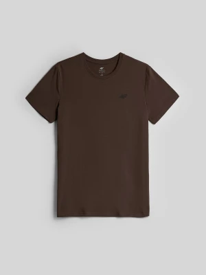 4F T-shirt regular gładki męski - brązowy M