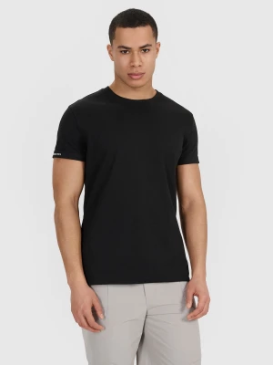 4F T-shirt regular gładki męski - czarny S