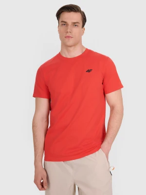 4F T-shirt regular gładki męski - czerwony M