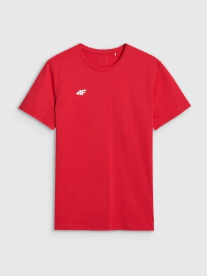 4F T-shirt regular gładki męski - czerwony M