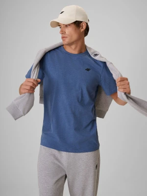 4F T-shirt regular gładki męski - denim S Granatowy