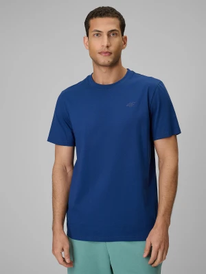4F T-shirt regular gładki męski - granatowy S