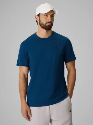 4F T-shirt regular gładki męski - granatowy S