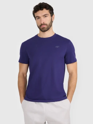 4F T-shirt regular gładki męski - granatowy L