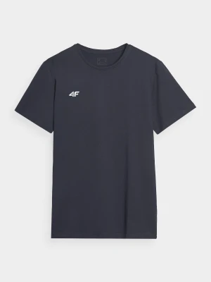 4F T-shirt regular gładki męski - granatowy S