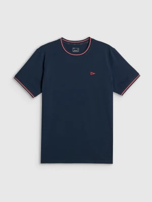 4F T-shirt regular gładki męski - granatowy S