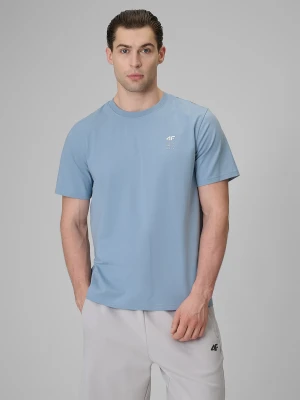 4F T-shirt regular gładki męski - niebieski XXL