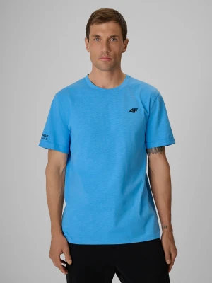 4F T-shirt regular gładki męski - niebieski S