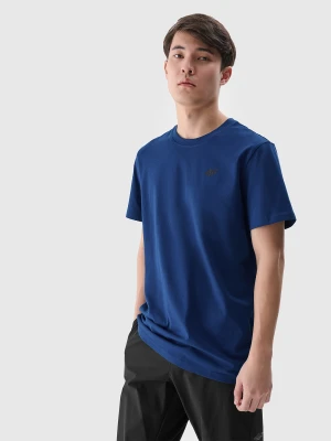 4F T-shirt regular gładki męski - niebieski L