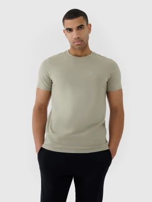 4F T-shirt regular gładki męski - oliwkowy/khaki S