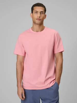 4F T-shirt regular gładki męski - różowy XXL