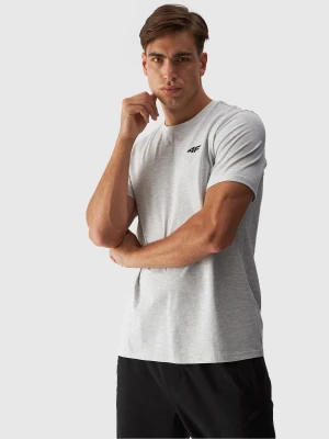 4F T-shirt regular gładki męski - szary S