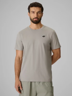 4F T-shirt regular gładki męski - szary S
