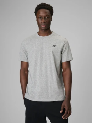 4F T-shirt regular gładki męski - szary XXL