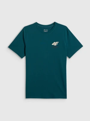 4F T-shirt regular gładki męski - turkusowy S