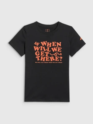 4F T-shirt regular z nadrukiem chłopięcy - czarny 134 (8-9 lat)