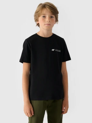 4F T-shirt regular z nadrukiem chłopięcy - czarny 122 (6-7 lat)