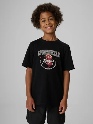 4F T-shirt regular z nadrukiem chłopięcy - czarny 134 (8-9 lat)