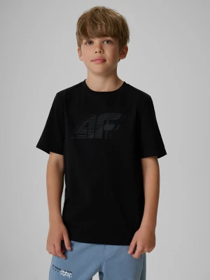 4F T-shirt regular z nadrukiem chłopięcy - czarny 134 (8-9 lat)