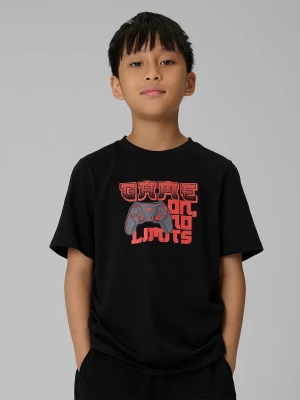 4F T-shirt regular z nadrukiem chłopięcy - czarny 152 (11-12 lat)