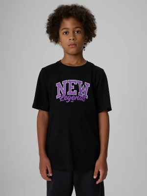 4F T-shirt regular z nadrukiem chłopięcy - czarny 146 (10-11 lat)