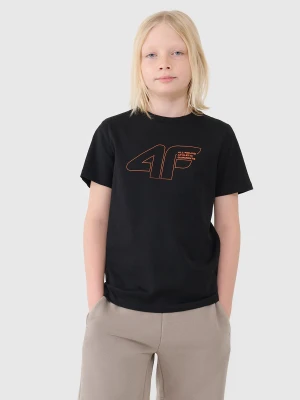 4F T-shirt regular z nadrukiem chłopięcy - czarny 128 (7-8 lat)