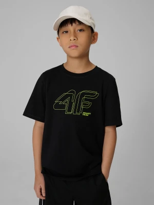4F T-shirt regular z nadrukiem chłopięcy - czarny 158 (12-13 lat)