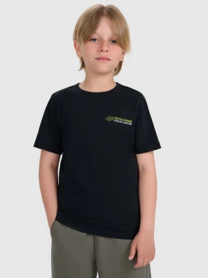 4F T-shirt regular z nadrukiem chłopięcy - czarny 146 (10-11 lat)