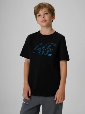 4F T-shirt regular z nadrukiem chłopięcy - czarny 164 (13-14 lat)