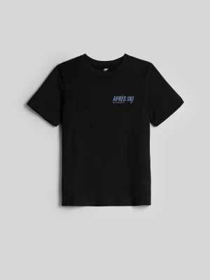 4F T-shirt regular z nadrukiem chłopięcy - czarny 152 (11-12 lat)