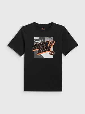 4F T-shirt regular z nadrukiem chłopięcy - czarny 152 (11-12 lat)